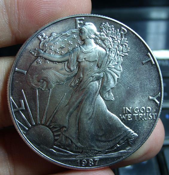1987年美国摩根投资一盎司银币!