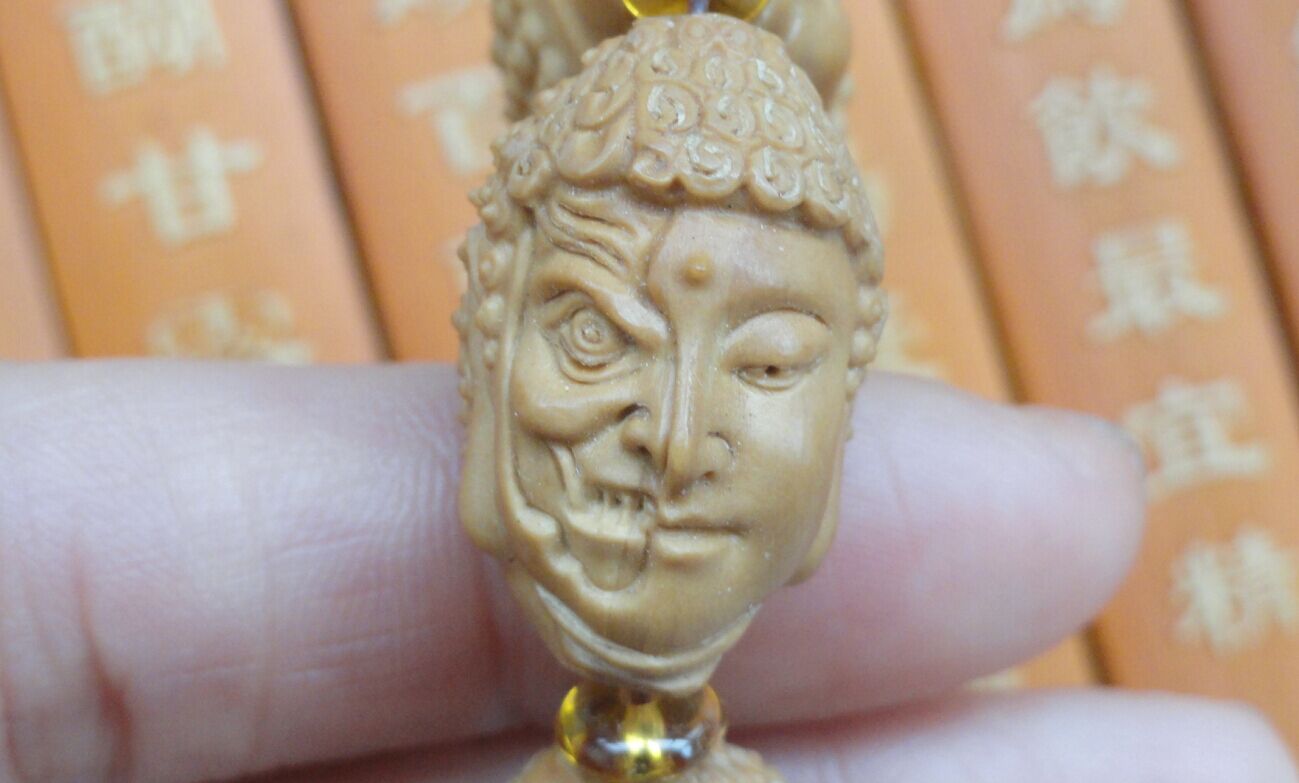 橄榄核 精雕 善与恶手串