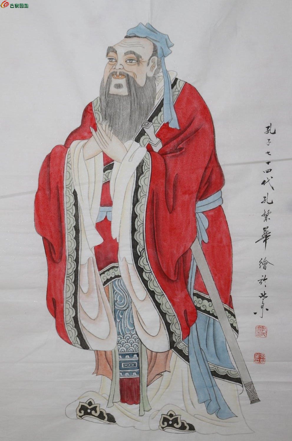 孔子第七十四代孙纯手绘四尺孔子像