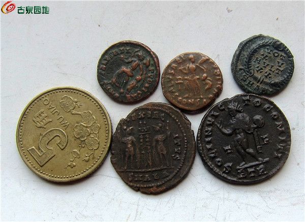 古罗马不同皇帝铜币5枚