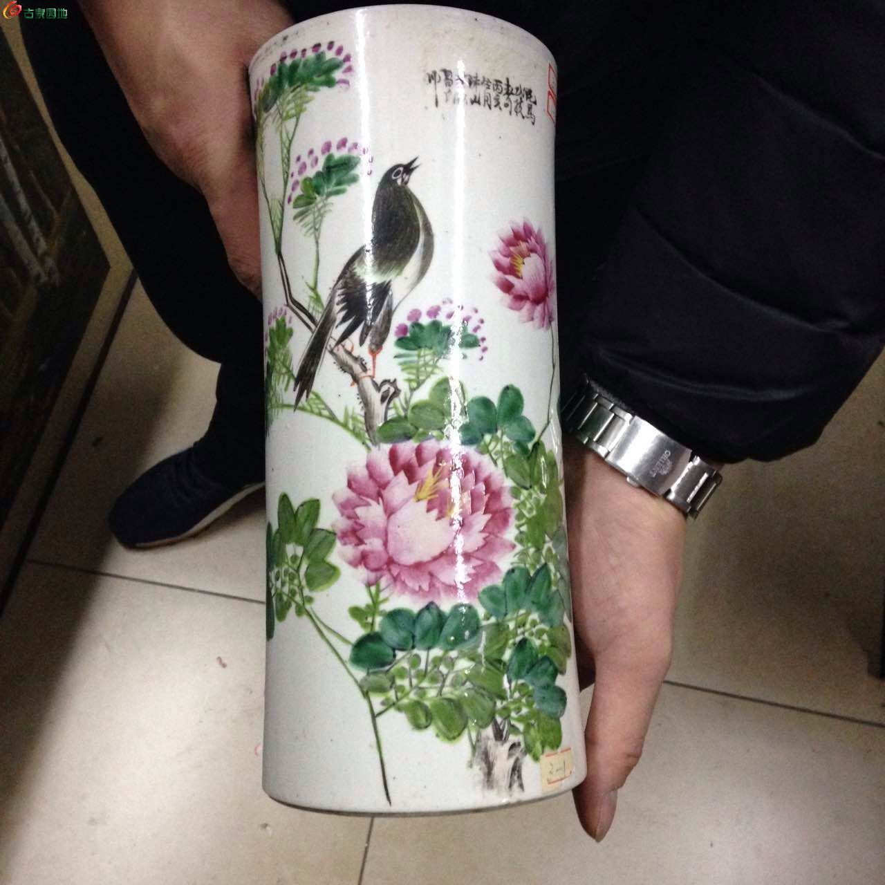 歷代陶器瓷器 03 民國花鳥帽筒 價格:￥220.