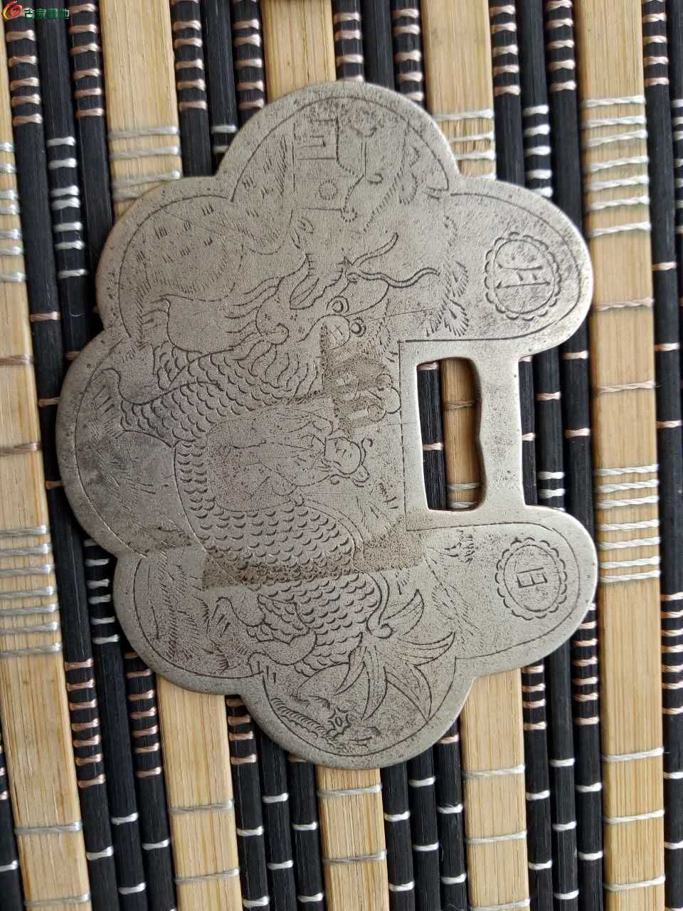 精美长命富贵白铜锁片一对