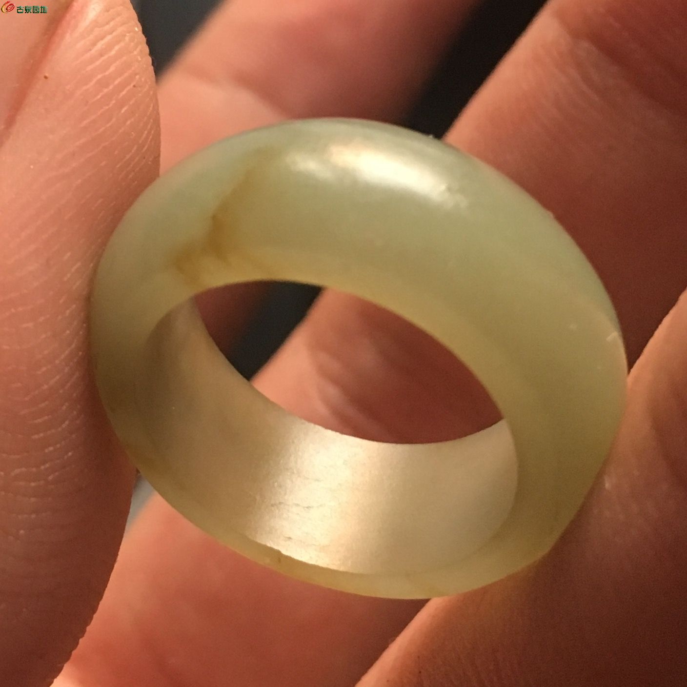 清代和田玉元宝戒指