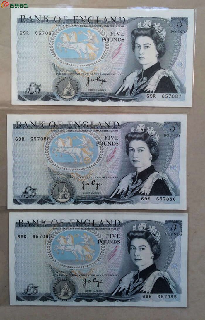 全新3连号老英镑纸币