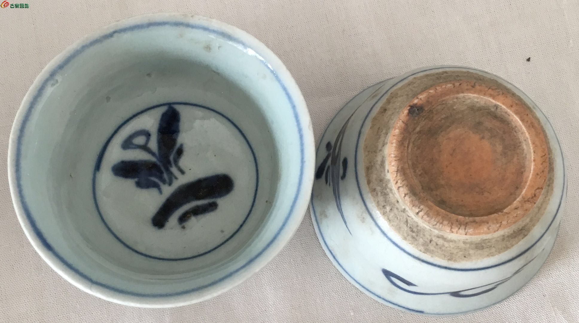 明代,青花,茶杯,一对